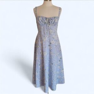 NWT Sim + Sam blue floral midi milkmaid sundress XL